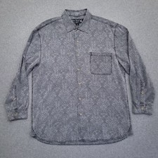 Nat Nast Luxury Originals Button Up Shirt Mens Medium Silk Gray Embroidered