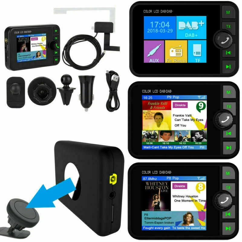 Auto DAB DAB Digital Radio Adapter 2.4 Bluetooth Wireless FM