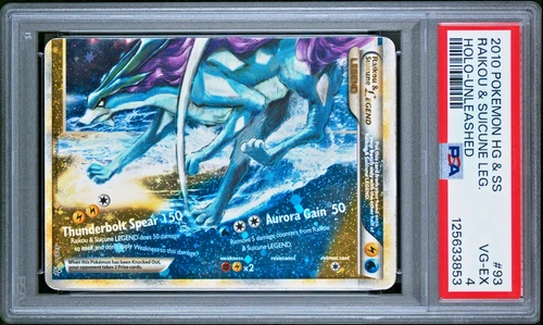 PSA 4 2010 Pokemon HGSS Unleashed Raikou & Suicune Legend Bottom 93/95 Holo Foil