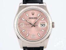 *RARE* Rolex 18K White Gold DateJust 36 Pink Diamond Dial Watch 116139 w/ B&P