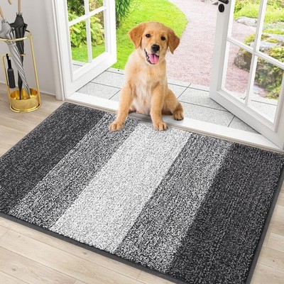Pet Doormat For Muddy Paws, Low Profile Entryway Mat, Non Slip, Gray