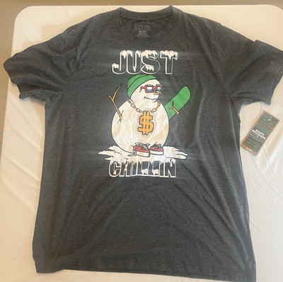Seven Oaks Gray:  Just Chillin Light Up Snowman Christmas T-Shirt New Adult XL