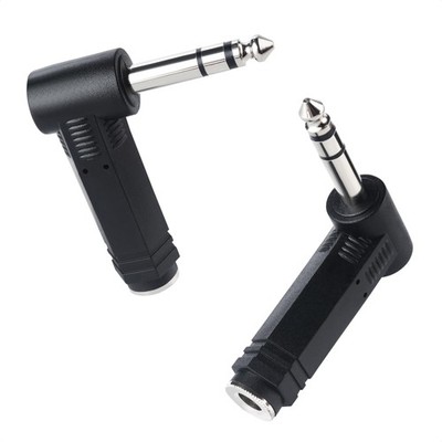 2 Pack 90 Degree 1/4 Inch Cable Adapter 6.35mm Male to Female Audio Connector
