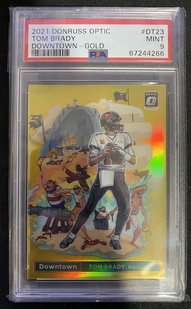 Tom Brady Gold Downtown /10 2021 Donruss Optic DT23 SSP PSA 9 Mint