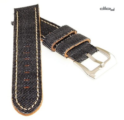 Diloy Jeans Uhrenarmband Modell Richmond schwarz 20 mm Fashion-Strap