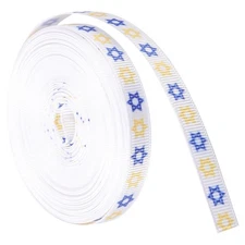 VILLCASE Hanukkah Ribbon 10 Yards Satin Grosgrain Ribbons Blue White Roll with