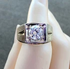 Vintage Sterling 925 Gold Vermeil Mens Ring Size 10.25 CZ Midcentury Two Tone