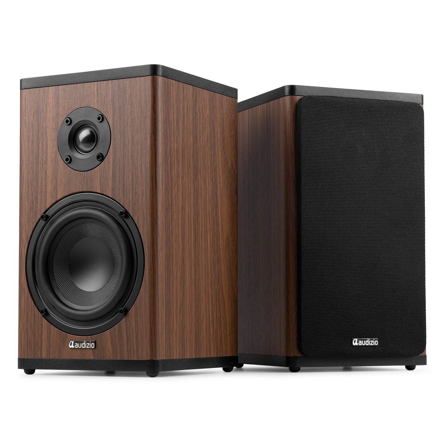Audizio BS20 Active Bookshelf Speaker Set with Battery Dark Wood
