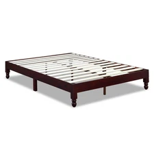 MUSEHOMEINC 12 Inch Espresso Wood Platform Bed Frame with Wooden Slats(Open Box)