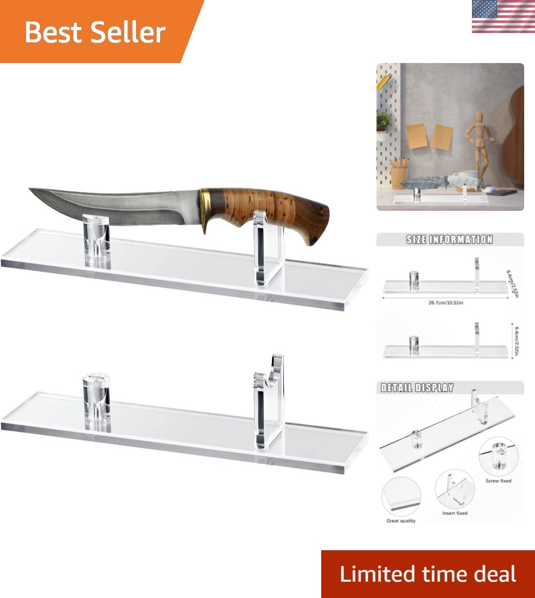 Acrylic Fixed Blade Display Stands - Stylish Support for Your Knife Collection