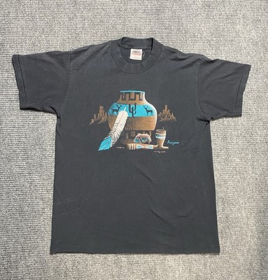 Vintage Arizona T Shirt Mens XL Black Faded Aztec Western Native American 90s