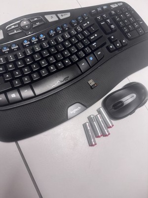 Logitech K350 Ergonomic Keyboard + M510 Wireless Mouse USB Receiver Batteries