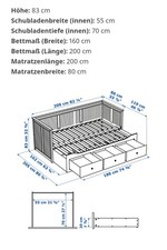 IKEA HEMNES Tagesbett ausklappbar single/double bett 2 in 1 Schubladen Bett Weiß
