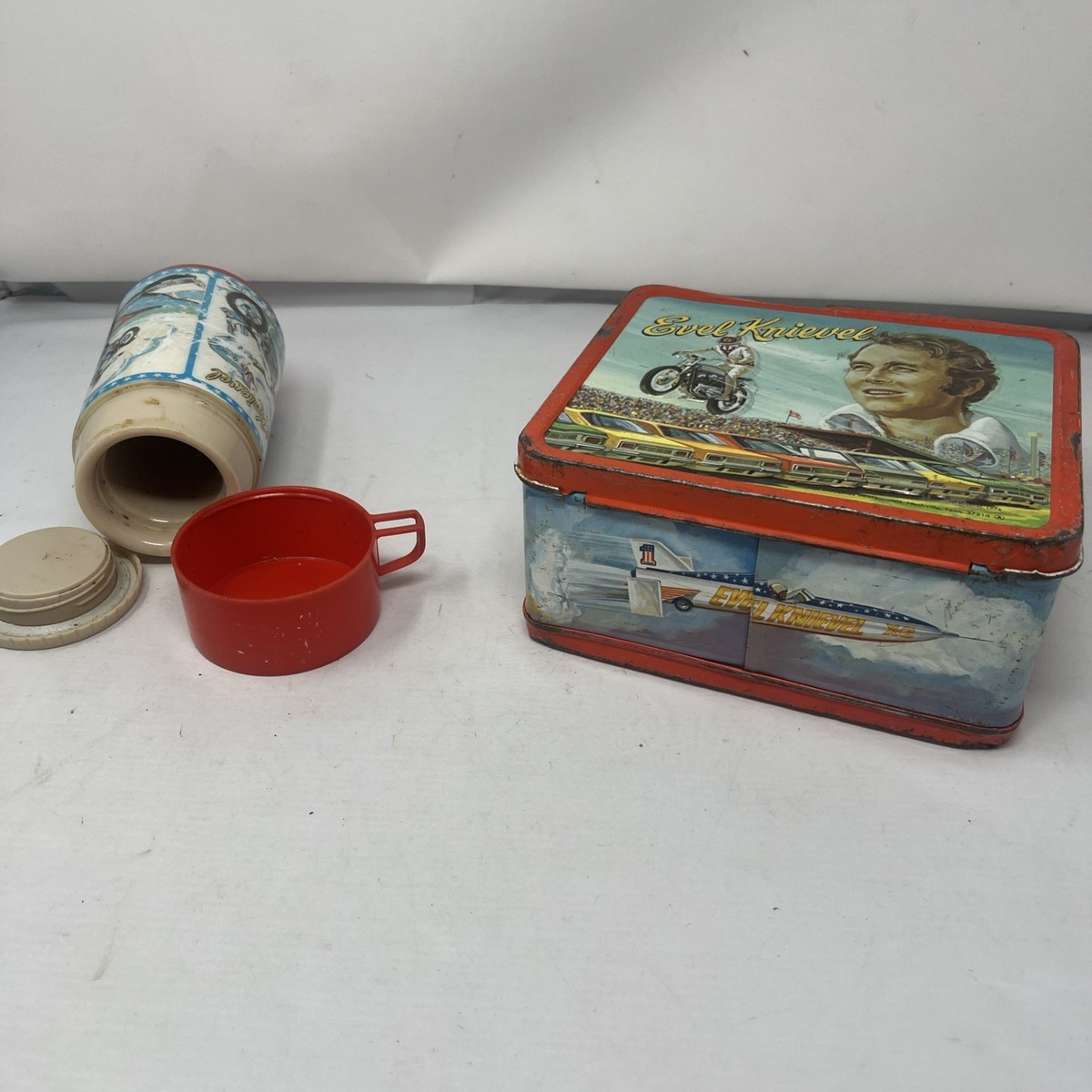 Vintage 1974 Aladdin Evel Knievel Lunchbox with Thermos! | eBay