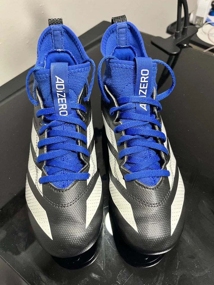 Adidas Kids' Adizero Impact.2. Football Cleats Size: 2.5 Black/White/Royal Blue - Image 4 of 4