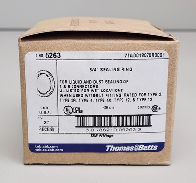 25 Pack, ABB Thomas & Betts 3/4'' Liquidtight Stainless Steel Sealing Ring 5263