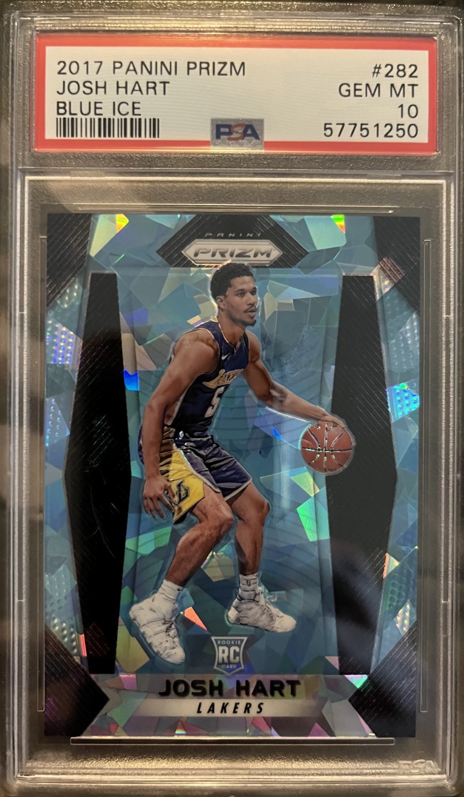 🔥📈2017 PANINI PRIZM BLUE ICE #282 JOSH HART ROOKIE RC /99 PSA 10 Knicks Champs