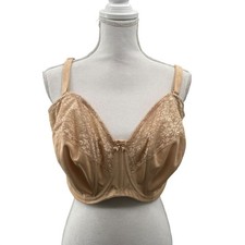 Goddess Sheer Lace Full Coverage Underwire Bra 38L Nude Used