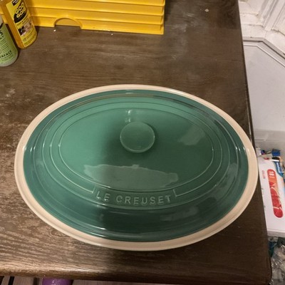 HTF Le Creuset Bamboo Green Stoneware 5 1/2 Qt. 17'' Dutch Oven Unused Rare