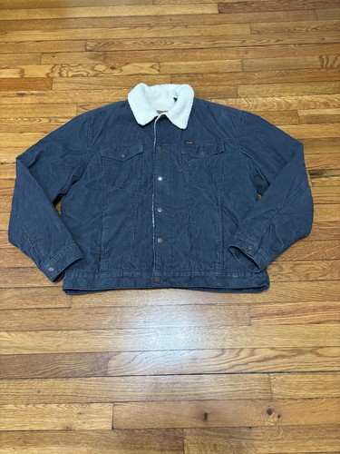 Wrangler Men's Sherpa Lined Corduroy Trucker Jacket Size Large Gray Cowboy