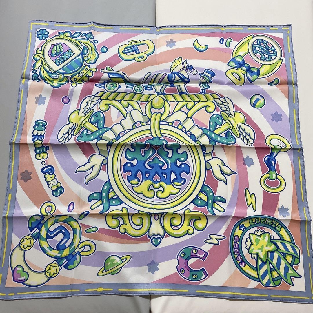 【シックで深みのある夜空色】HERMES カレ70 Candy Libris Hermès Carre 70 Candy Libris Scarf 100% Silk Soft Touch With
