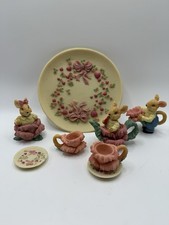 Vintage Miniature Tea Set Flower  Bunny Theme Easter Spring Hearts 10 Pc Box