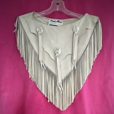 Pioneer Wear Genuine Leather Beige Western Fringe Collar Style 2103 Accessory