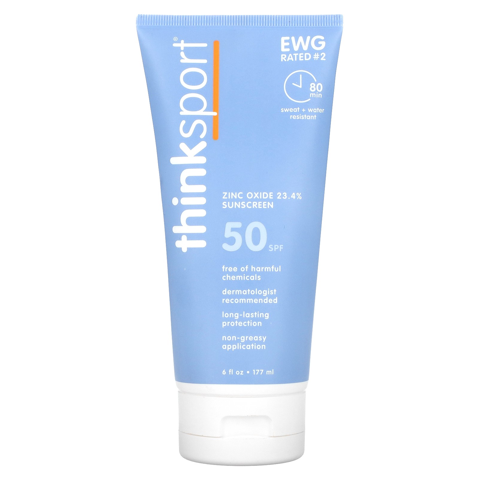 Think Thinksport Sunscreen SPF 50  6 fl oz 177 ml BPA-Free, Not Tested on