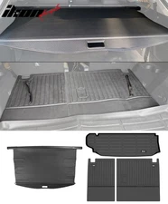 For 20-25 Highlander Trunk Mat + Backrest Mat + Carbon Fiber Texture Cargo Cover