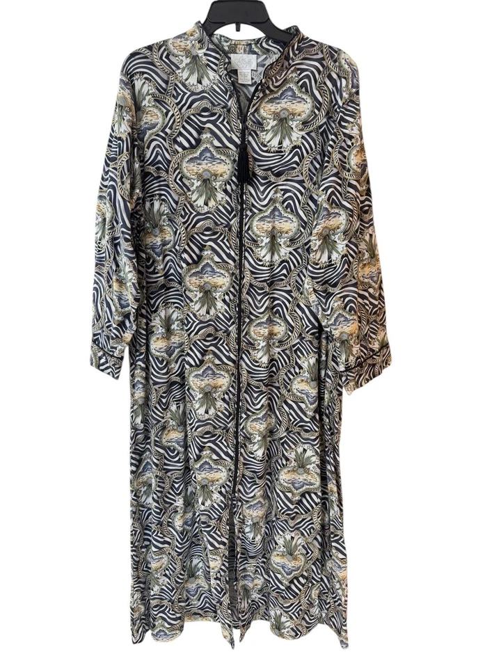 Bata Go Softly Grande Cremallera Completa Mumu Casa Abrigo Rayas Cebra Africana *Leer Foto 2 de 4