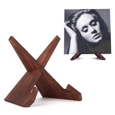 Now Playing Vinyl Record Stand Wooden Display Vinyl Holder Stand Retro Brown