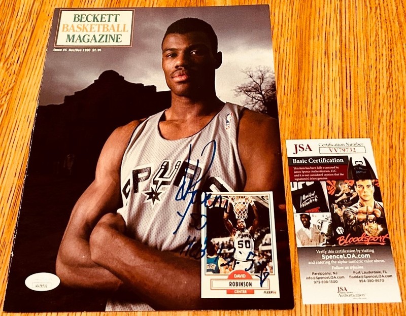 David Robinson signed autograph Spurs 1990 Beckett Basketball magazine cover JSA