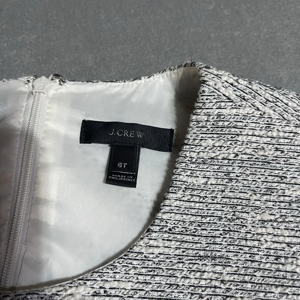 J Crew Dress Womens 6 Tall Tweed Marled Sheath Shift Belted Lined - Image 4 of 4