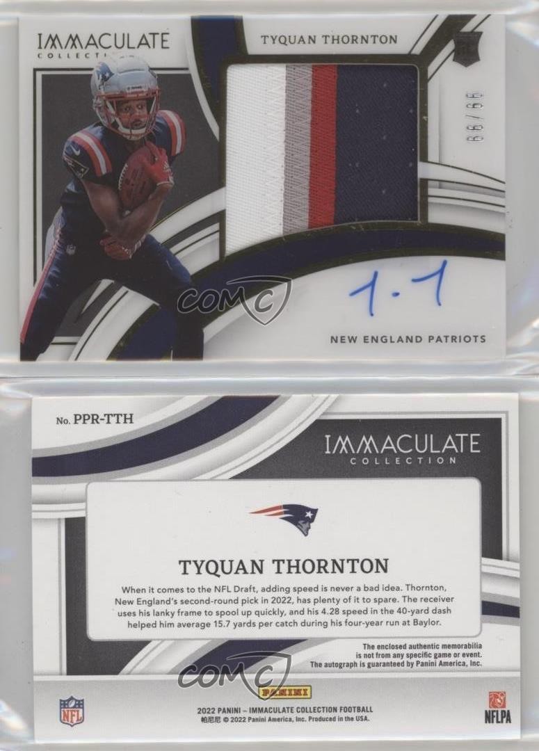 2022 Panini Immaculate Premium Rookie /99 Tyquan Thornton Patch Auto RC view 3