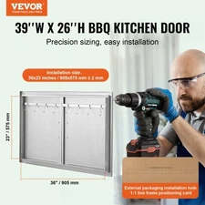 VEVOR BBQ Access Door, 39W x 26H Inch Double Outdoor Kitchen Door, Stainless Ste
