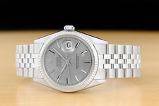 ROLEX DATEJUST 1601 GRAY DIAL 18K WHITE GOLD STEEL FOLDED BRACELET WATCH 3
