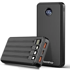 BEESHOP Portable Charger Power Bank - 37000mAh Portable Battery with 4 Built-...