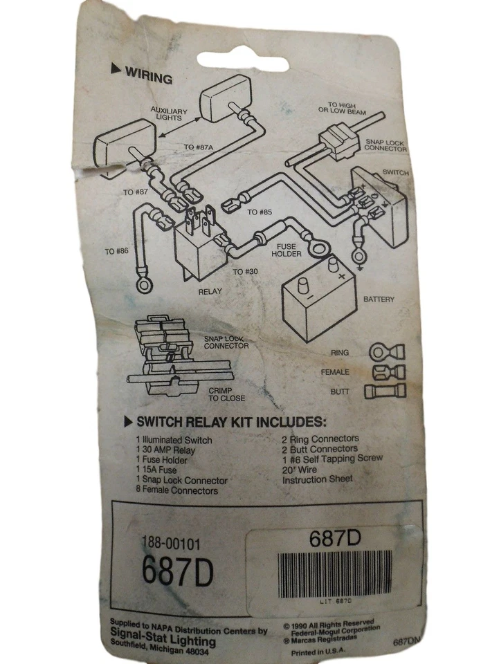 Napa 687D Switch Relay Kit W/ Wire and Connectors 188-00101 - Image 3 of 3