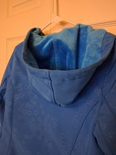 Snozu Girls Blue Hooded Faux Fur Lined Floral Zip Jacket Size L 14/16