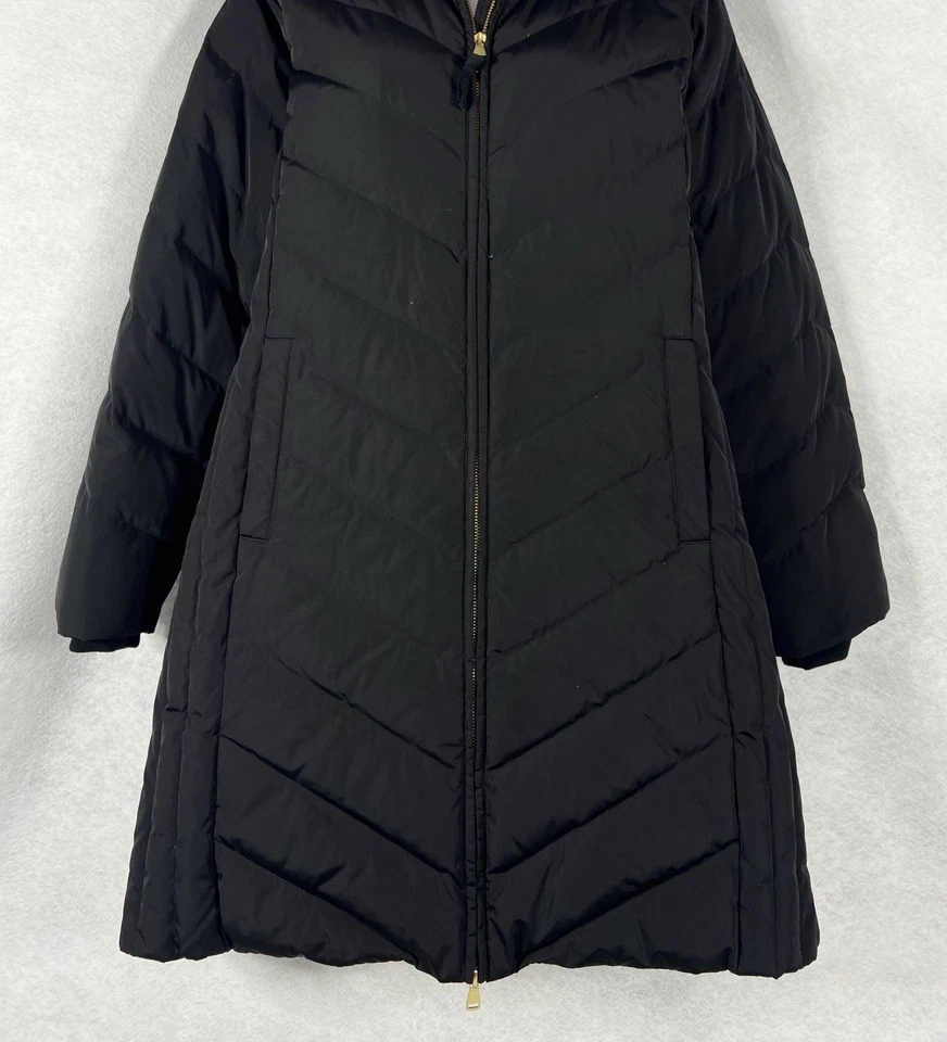 Talbots Down Puffer Jacket Women's Medium Black Full Zip Long Sleeve Quilted - Image 3 of 4