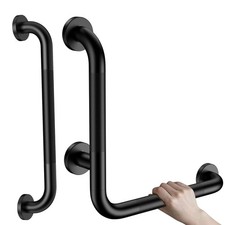 16 Inch Angled Grab Bar L-shaped Shower Grab Bar W16 Inch 16x16 Inch Black