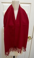 New Donna Karan 12" x 54" 100 Cashmere Scarf Fringe Detail Wine 295