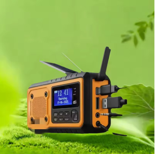 Crank Radio Emergency Radio with 5000 mAh Battery Solar with Alarm Clock Hand