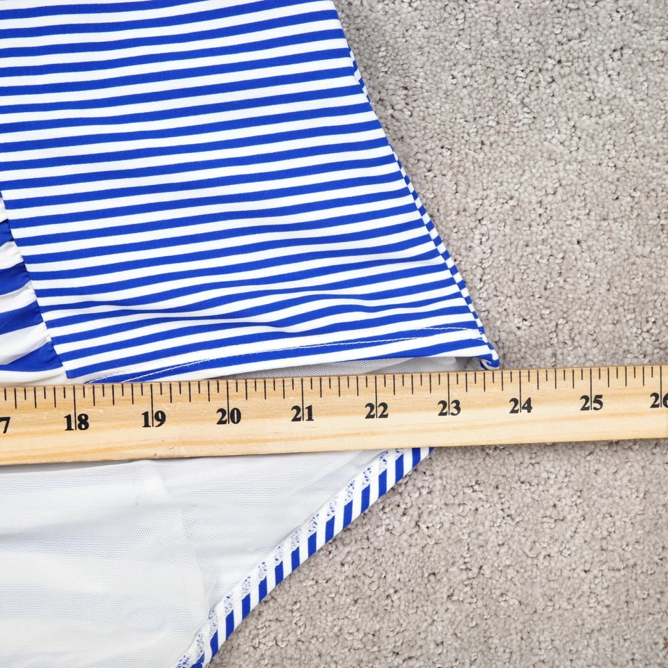 Traje de baño Torrid de una pieza para mujer Plus 4 azul blanco a rayas cruzadas Foto 4 de 4