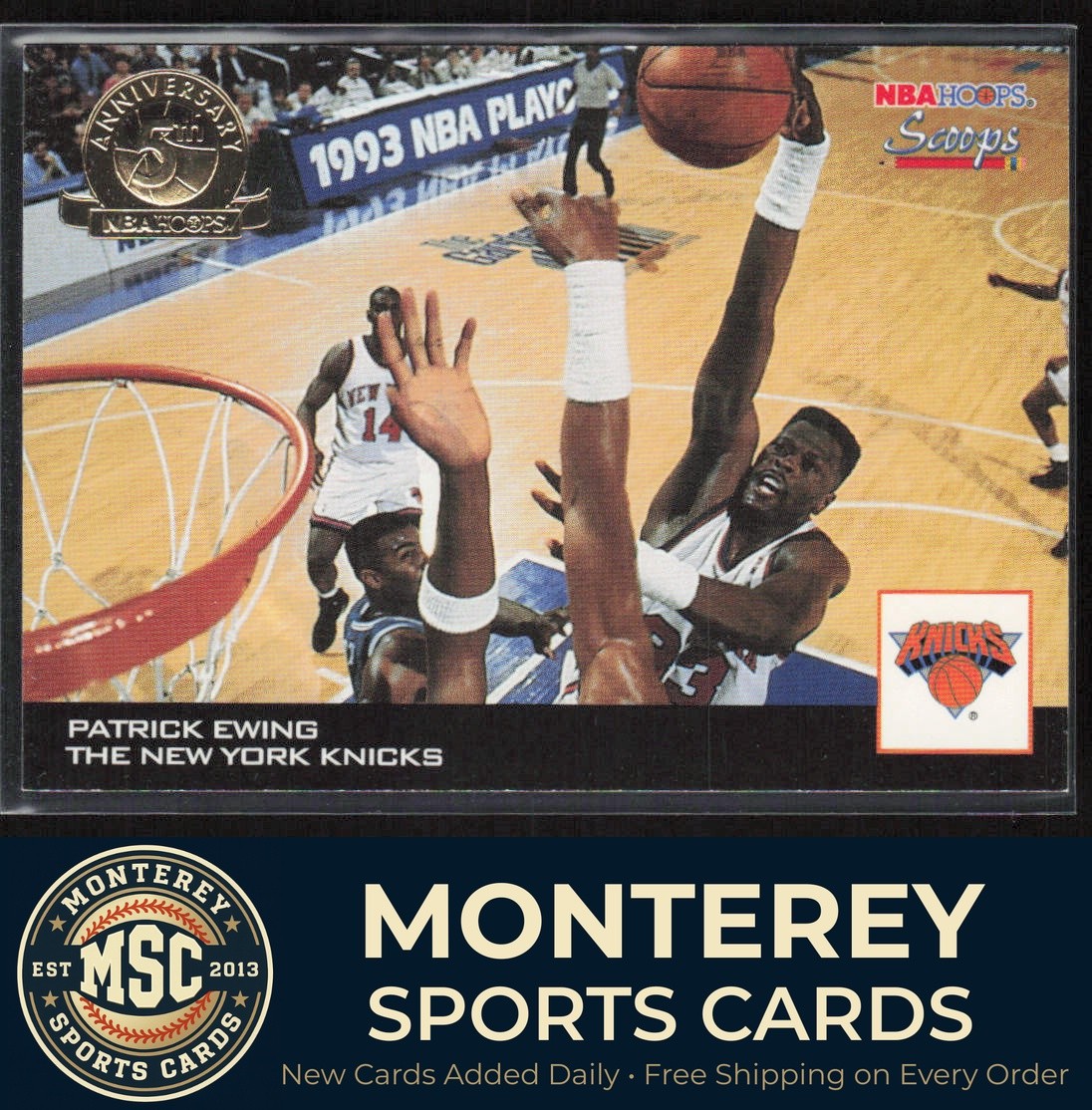 Patrick Ewing 1993-94 Hoops Scoops Fifth Anniversary Gold #HS18 New York Knicks