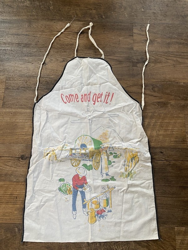 Vintage 40s/50s Linen Apron Tea Towel Western Cowboys