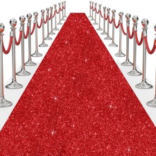 Glitter Red Carpet Runner 2.6x30 ft Non-Woven Fabric Wedding Party Aisle Rug