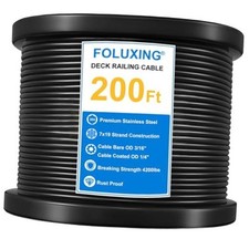 /4" Wire Rope,7x9 Strand Vinyl Coated Aircraft Cable Wire,3/6" 200Ft 1 black