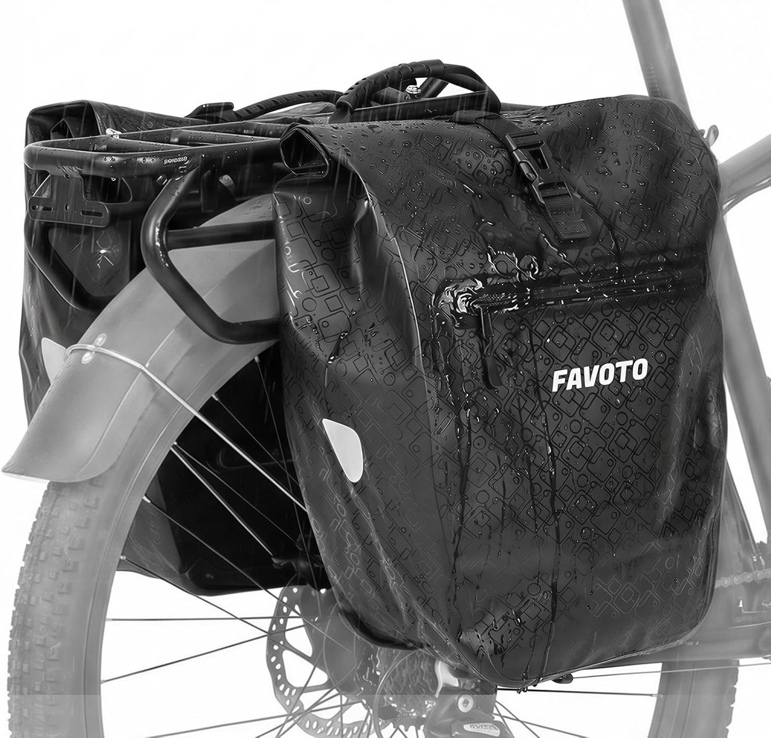 56L Waterproof Bike Pannier Bags 2 Pack Rear Rack Cargo Storage for E-Bike Cycle