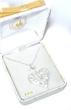 Mickey Mouse Disney Authentic Necklace Filigree Heart Crystal Silver Boxed Gift